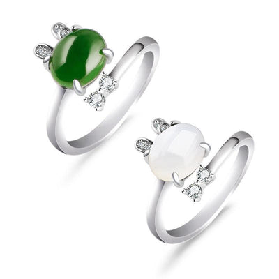 Wholesale Sterling Silver 925 Retro Rabbit Jade Adjustable Women Rings Claw Jasper Rings | MODE BY OH