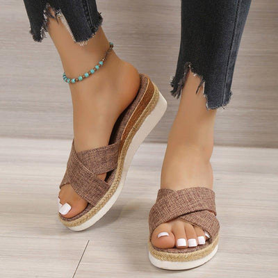 Summer Shoes Women Hemp Wedge Sandals Platform Slippers | MODE BY OH