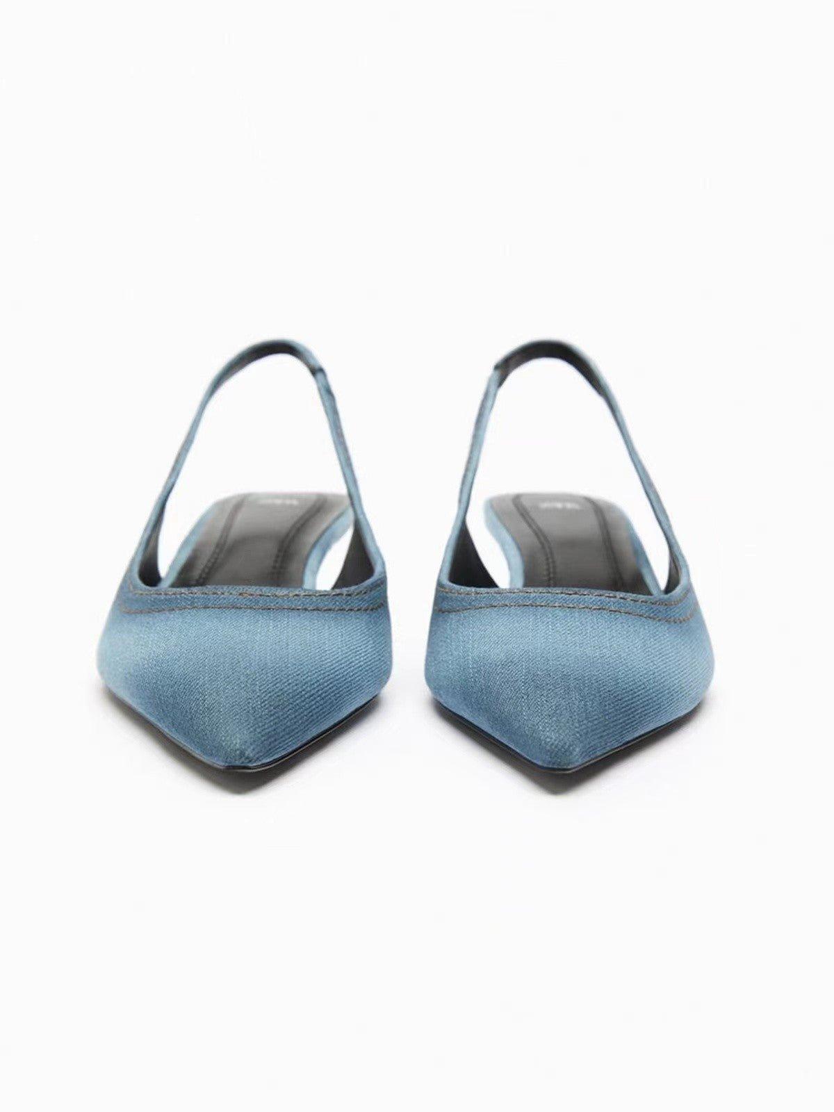 Women's Blue Denim Fabric High Heels | MODE BY OH