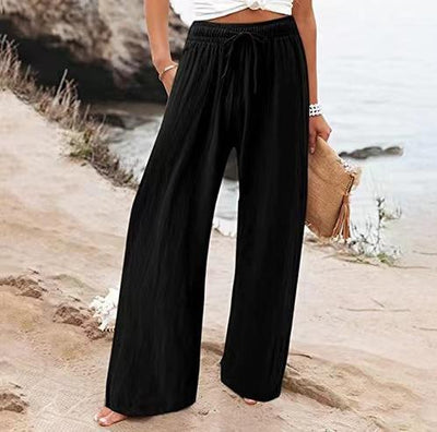Women's Cotton And Linen Wide-leg Beach Pants Casual Pants - MODE BY OH