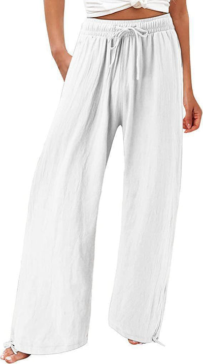 Women's Cotton And Linen Wide-leg Beach Pants Casual Pants - MODE BY OH