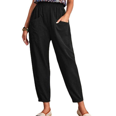 Women's Cotton Linen Elastic-waist Casual Pants - MODE BY OH