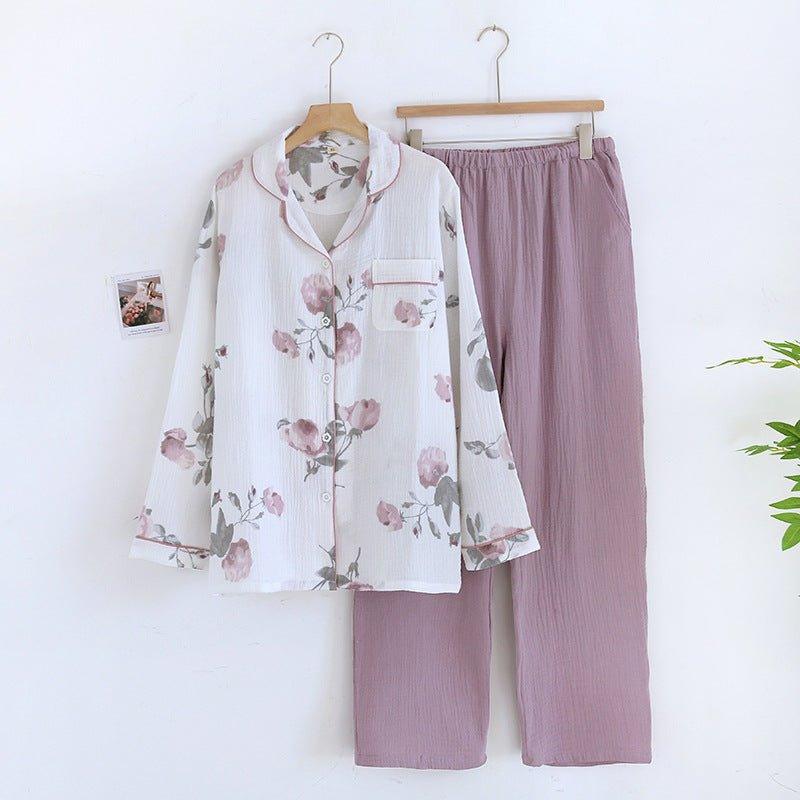 Women's Double Pure Cotton Gauze Pastoral Pajamas Home Wear Suit | MODE BY OH