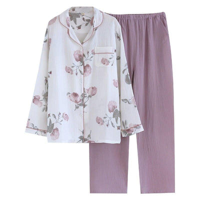 Women's Double Pure Cotton Gauze Pastoral Pajamas Home Wear Suit | MODE BY OH