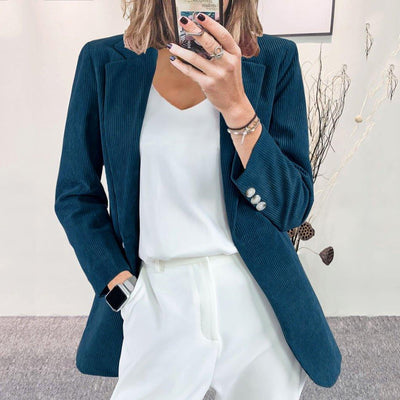 Women's Elegant Slim Corduroy Suit Jacket - MODE BY OH