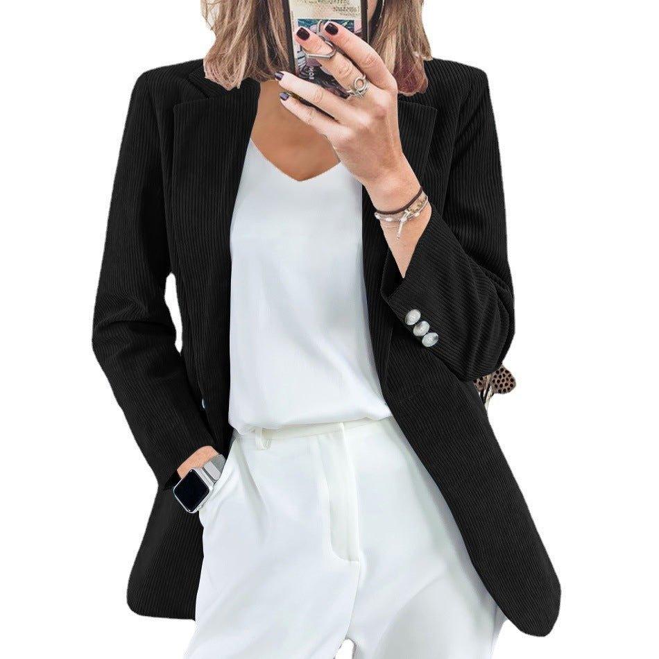 Women's Elegant Slim Corduroy Suit Jacket | MODE BY OH