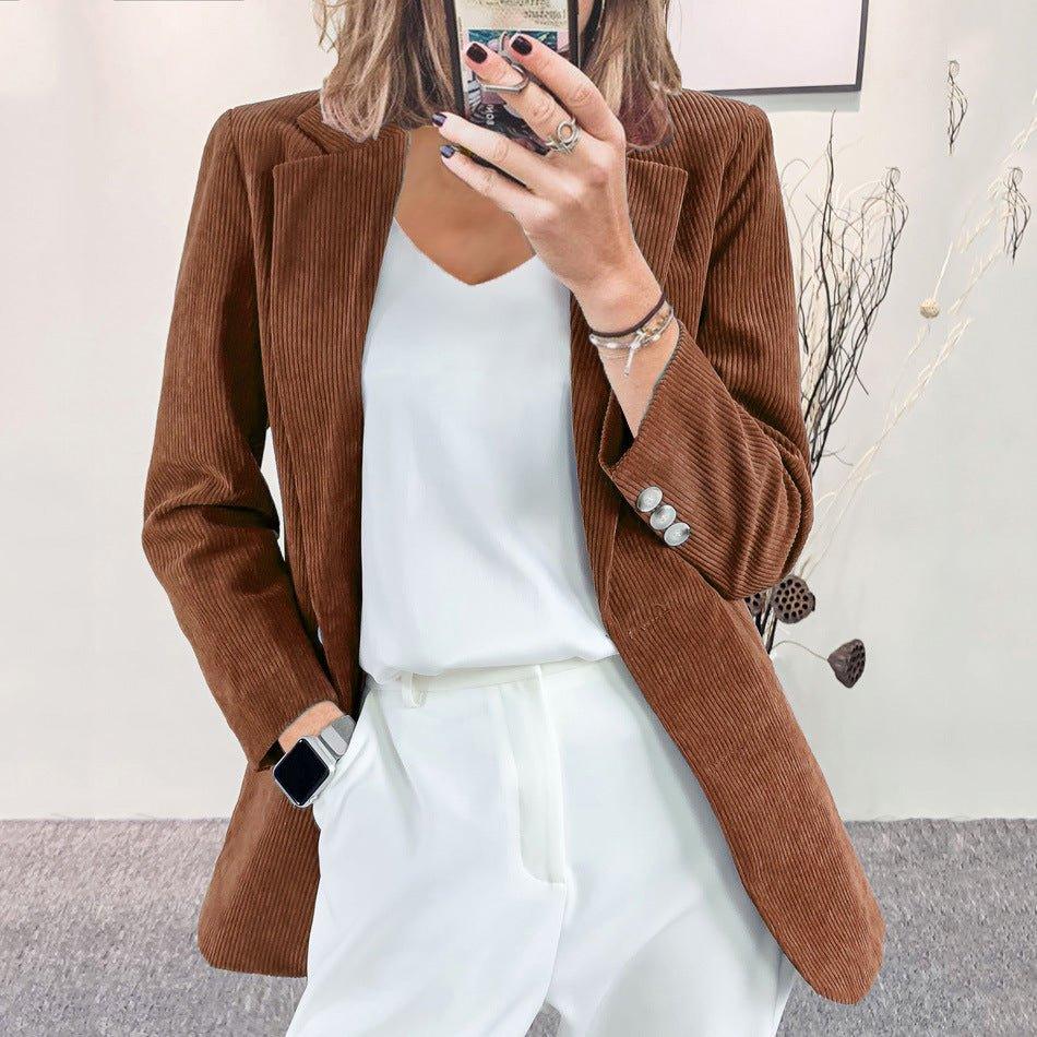 Women's Elegant Slim Corduroy Suit Jacket | MODE BY OH