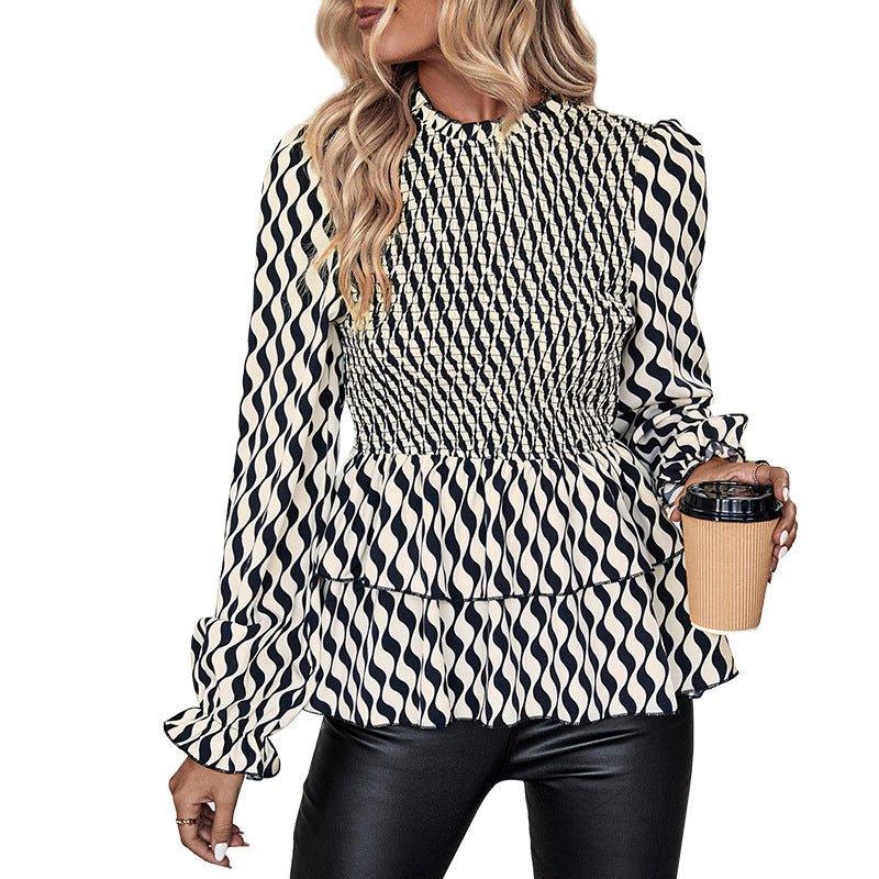 Women's Fashion Casual Black And White Striped Shirt Top | MODE BY OH