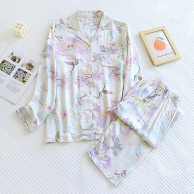 Women's Fashionable Cotton Satin Printed Pajamas Home Wear Suit | MODE BY OH