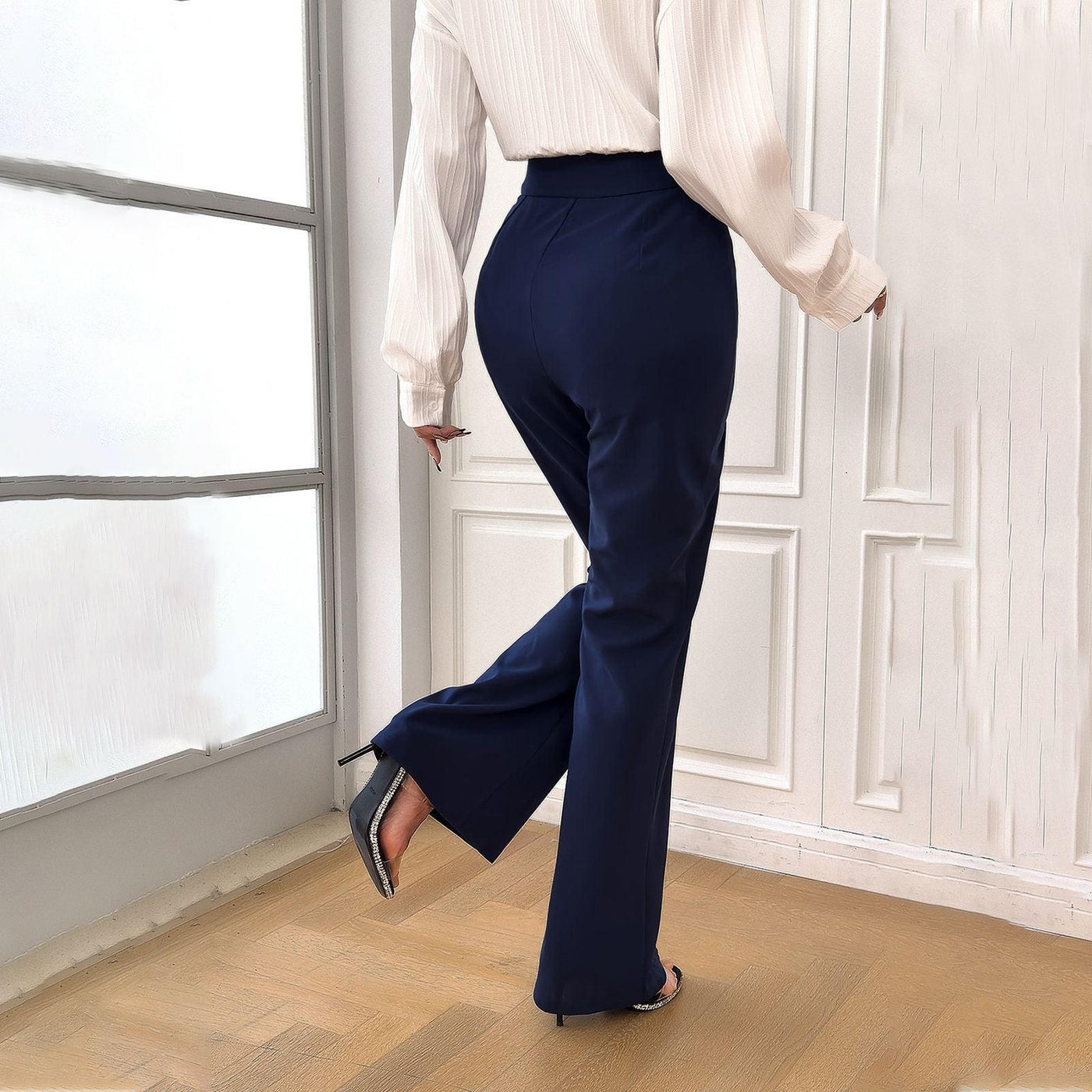 Women's Fashionable Elegant Solid Color Slim-fit Trousers | MODE BY OH