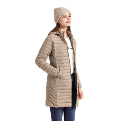 Women's Lightweight Mid-length Slim-fit Cotton-padded Jacket | MODE BY OH