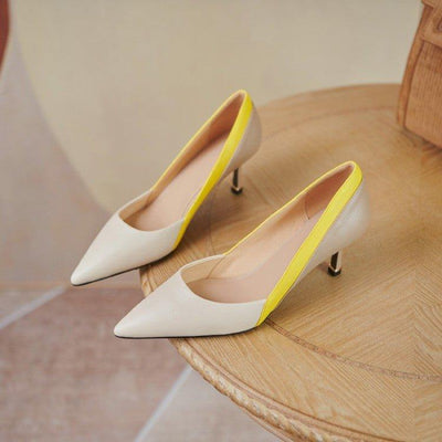 Women's Stiletto High Heels Temperament Sheepskin Color Matching | MODE BY OH