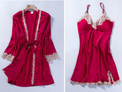 Spring Women's Summer Ice Silk Pajamas Five-piece Set | MODE BY OH