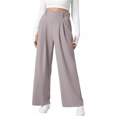 Women's Wide Leg Pants Elastic High Waist Waffle Knit Casual - MODE BY OH