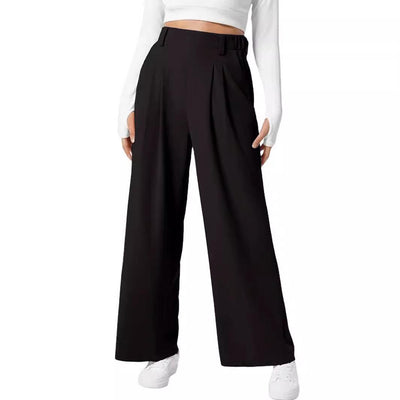 Women's Wide Leg Pants Elastic High Waist Waffle Knit Casual - MODE BY OH