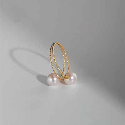 buy 18k gold pearl elastic ring au750 color gold adjustable - 3