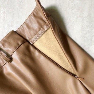 AutumnWinter Skirt PU Leather Skirt Metal Buckle Belt - MODE BY OH
