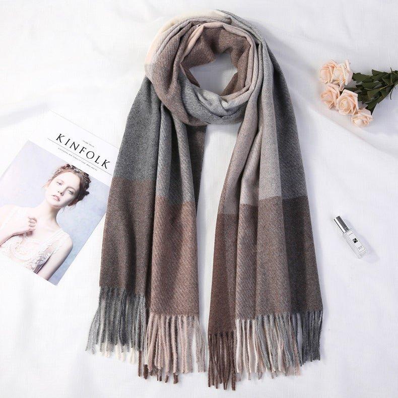 Cashmere warm plaid shawl | MODE BY OH