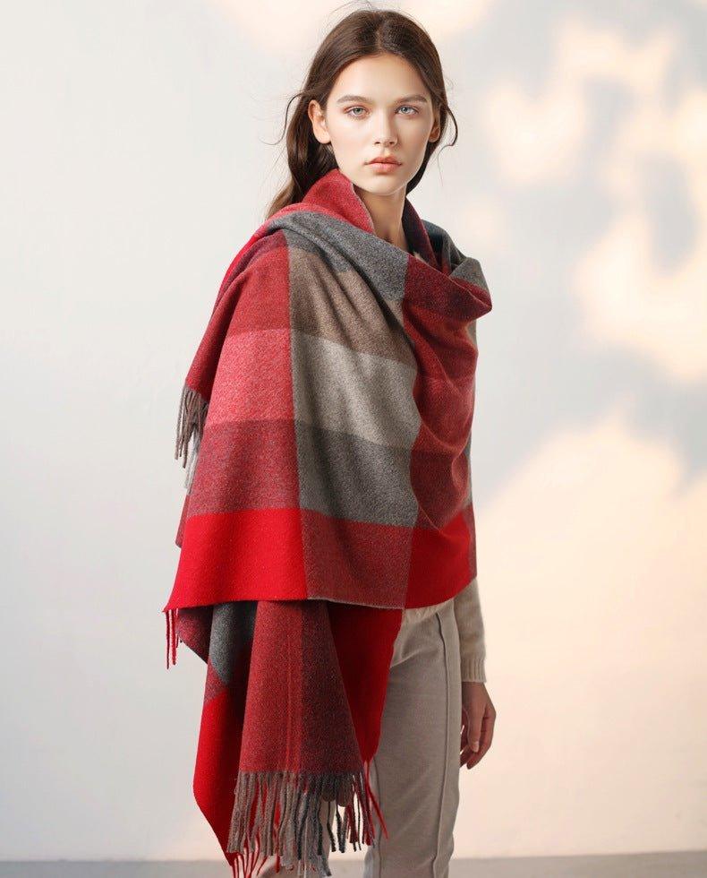 Cashmere warm plaid shawl - MODE BY OH