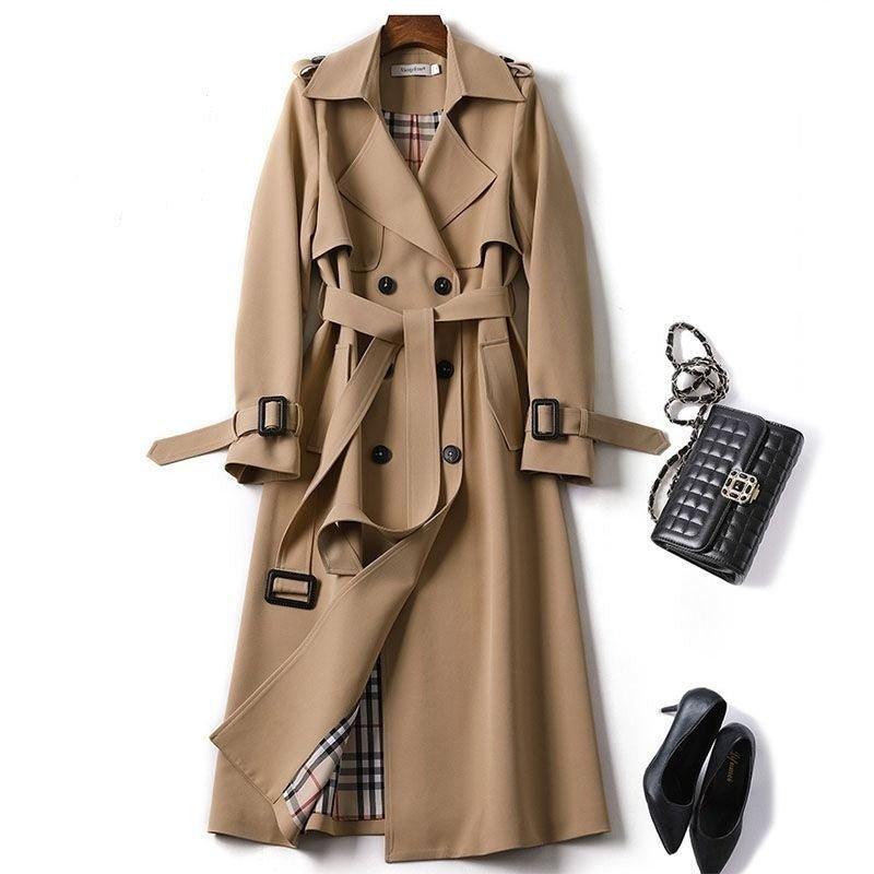 Double-breasted Mid-length Tie Trench Coat | MODE BY OH