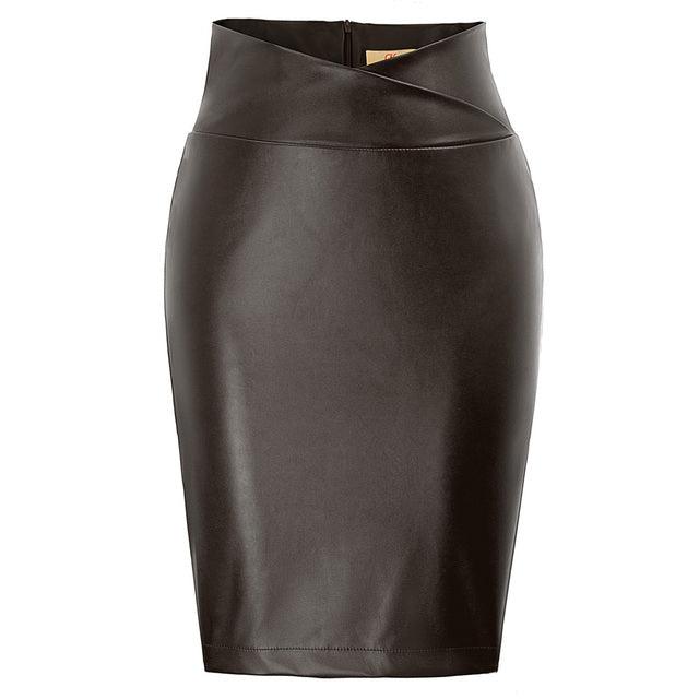 Faux Leather Wrap Waist Skirt - MODE BY OH