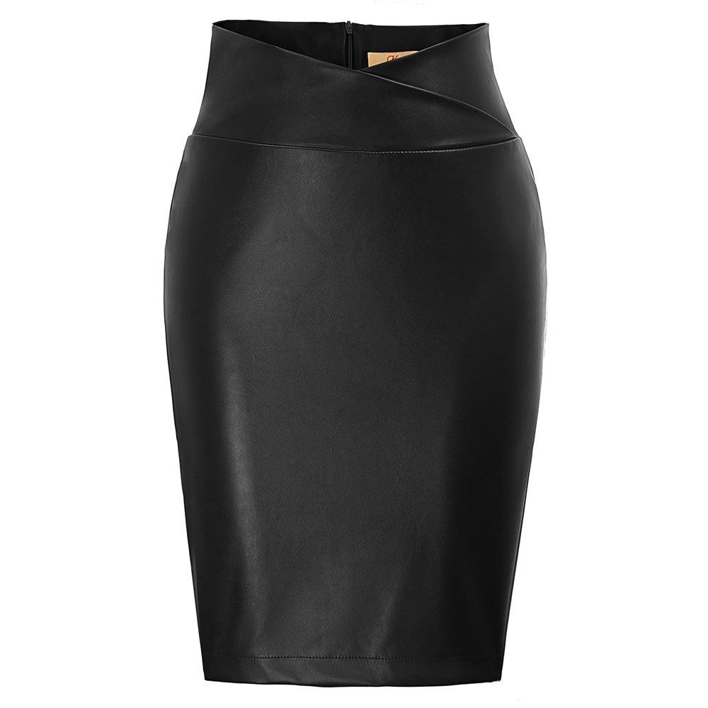 Faux Leather Wrap Waist Skirt | MODE BY OH