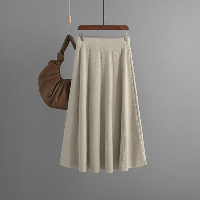 Knitted A-line Skirt Female Solid Elegant Skirts - MODE BY OH