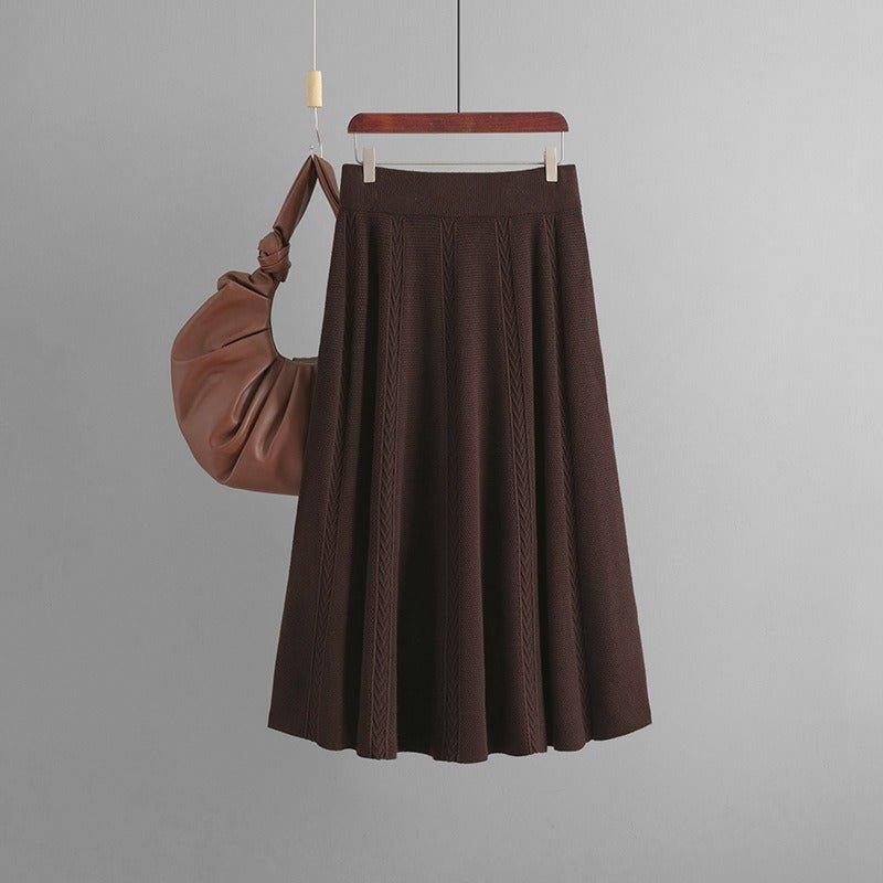 Knitted A-line Skirt Female Solid Elegant Skirts | MODE BY OH
