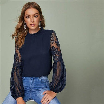 Lace See-Through Elegant Ladies Blouse | MODE BY OH