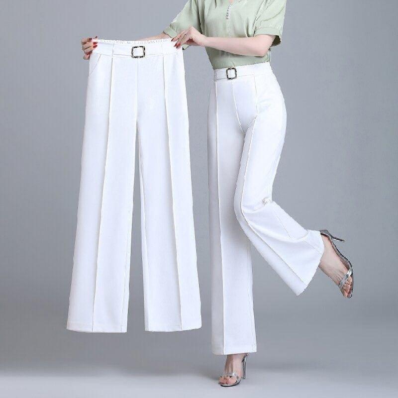 Loose Straight Tube Drop Feeling Ice Silk Wide Leg Pants For Women | MODE BY OH