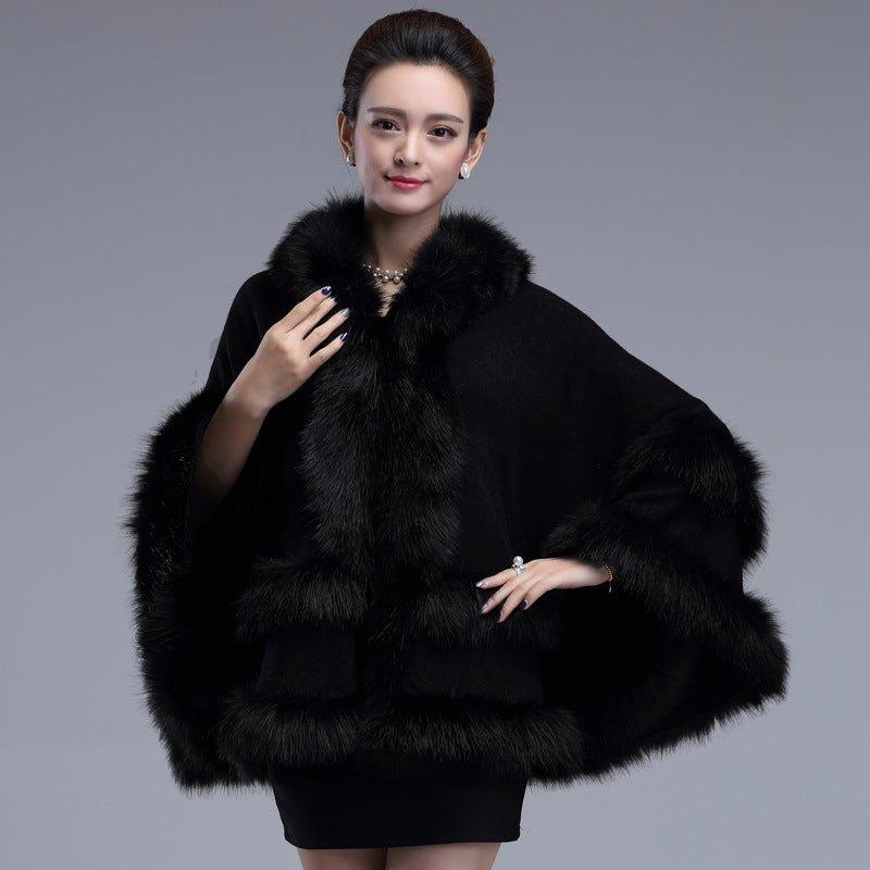 New Style faux Fox Fur Hooded Cape - MODE BY OH