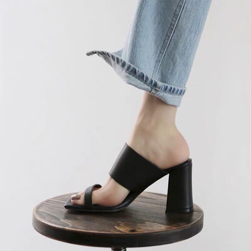 Outer Slippers Leather Thin High Heels | MODE BY OH