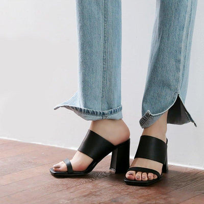 Outer Slippers Leather Thin High Heels | MODE BY OH