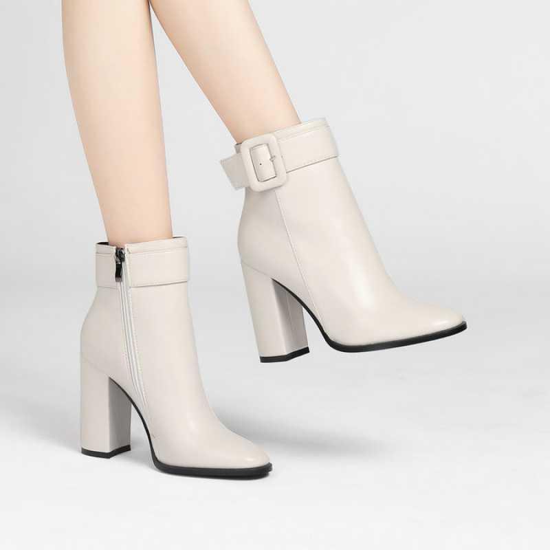 Soft Leather Women Shoes With Thick High Heels | MODE BY OH